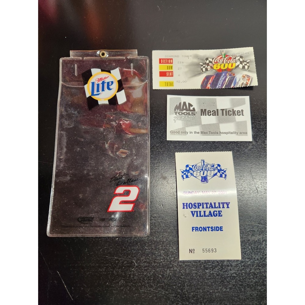 Coca-Cola 600 NASCAR Race Day Memorabilia Lot 2001 Rusty Wallace Miller Lite